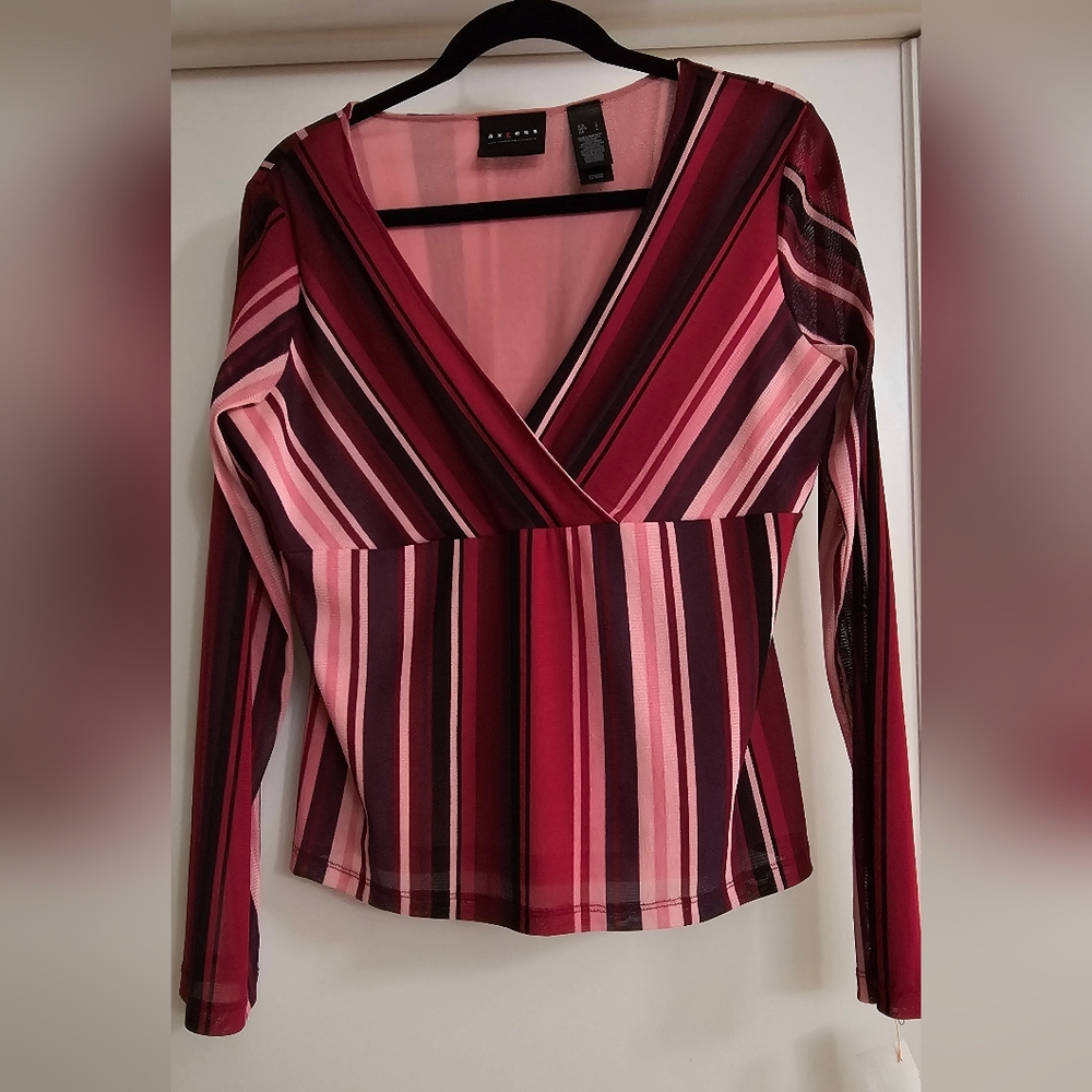 Axcess Multicolor Striped V-Neck Blouse